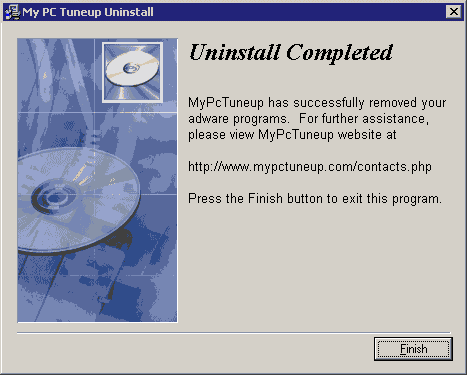 My PC Tuneup Web Uninstall Completed